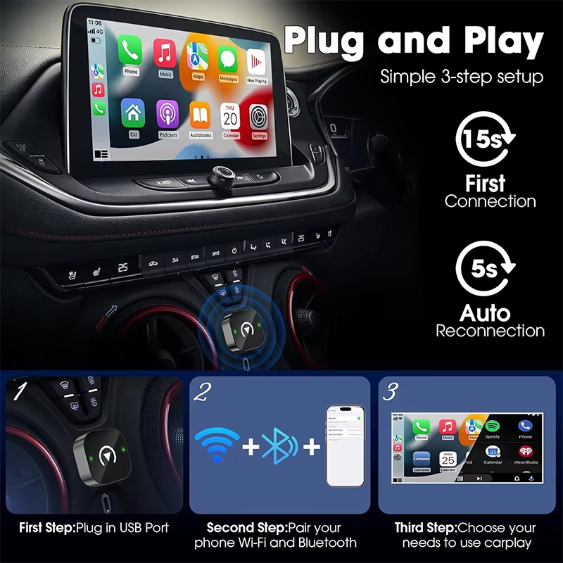 2-in-1 Wireless CarPlay Adapte - Tech Accessories Phone 评论和价格
